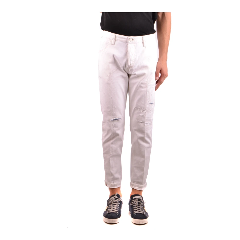 Pt Torino Men's White Slim Fit Jeans, W33, Classic Denim Jeans For