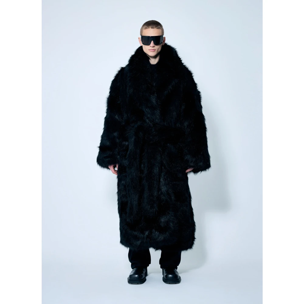 Entire Studios Faux-Fur Shawl Coat Black Heren