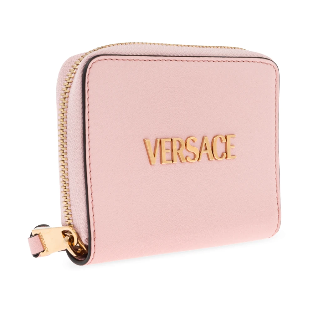 Versace Leren portemonnee met logo Pink Dames