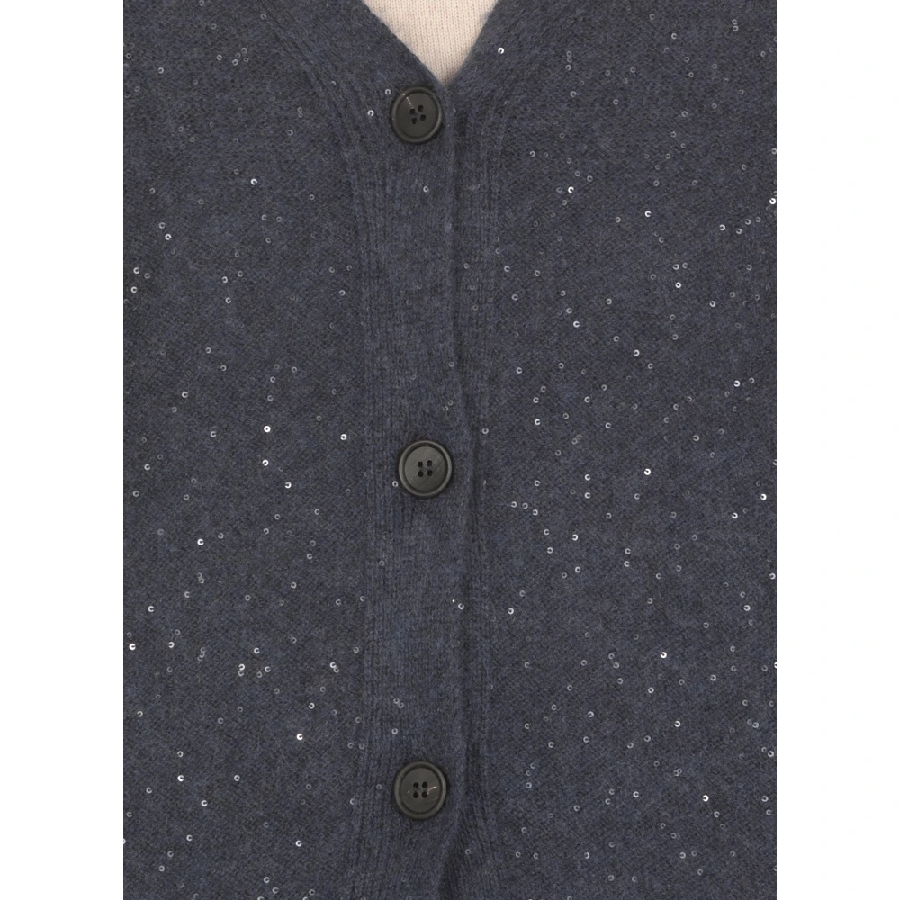 Fabiana Filippi Blauwe Wol Vest met Pailletten Blue Dames