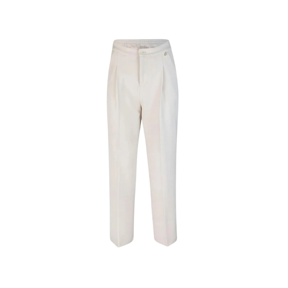 Liu Jo Women's White Classic Trousers With Elastic Waist - Straight Trousers - S - Trousers