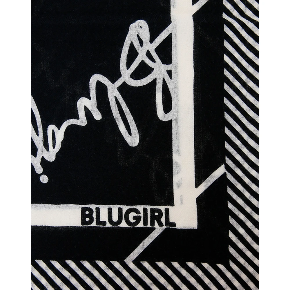 Blugirl Elegante Zijden Sjaal met Logoprint Black Dames