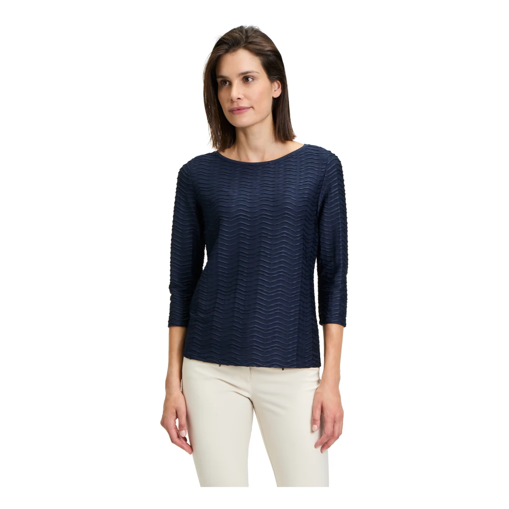Betty Barclay Gestreepte Glitter Bootneck Top Blue Dames