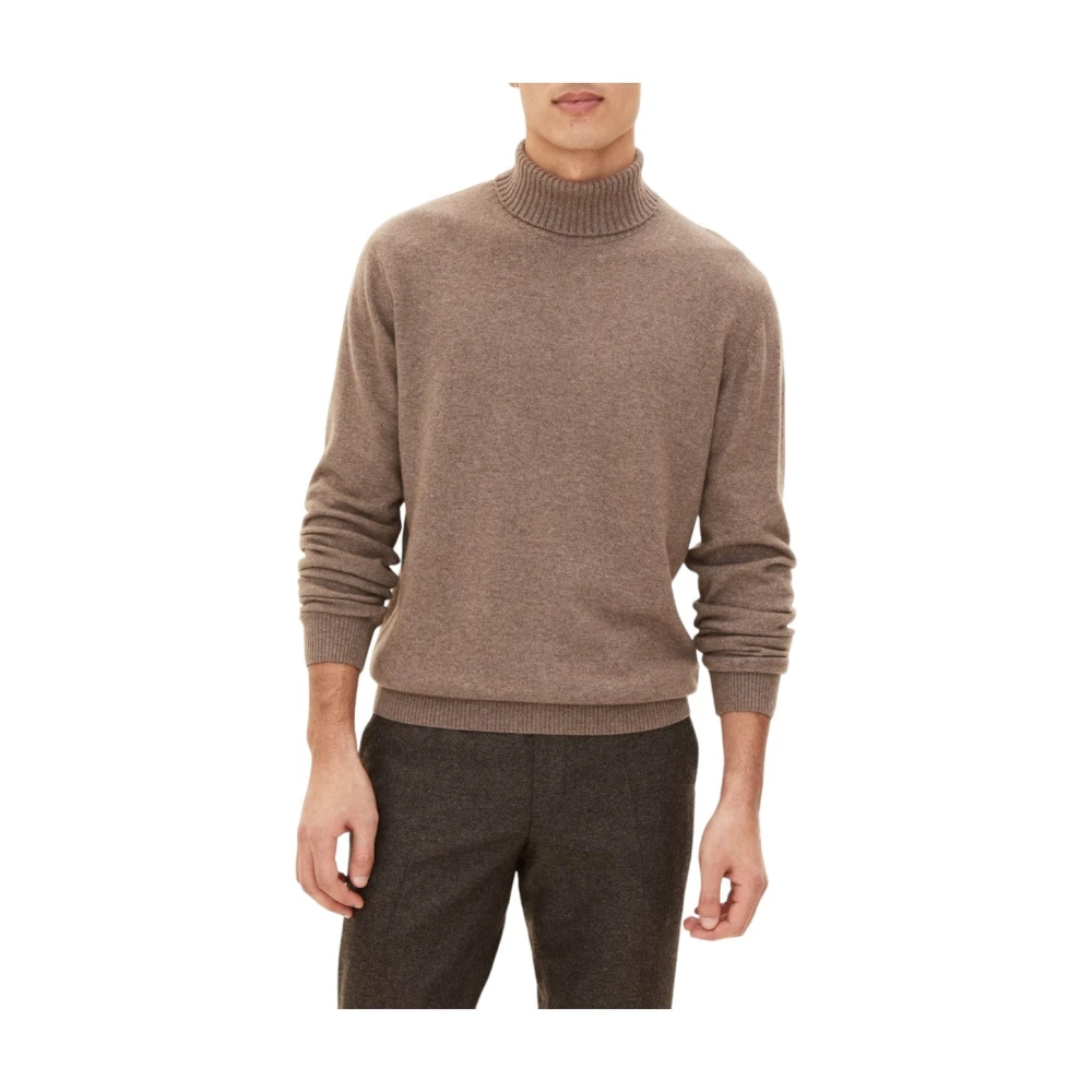 Oscar Jacobson Elegante Wol-Kasjmier Rolkraag Trui Brown Heren