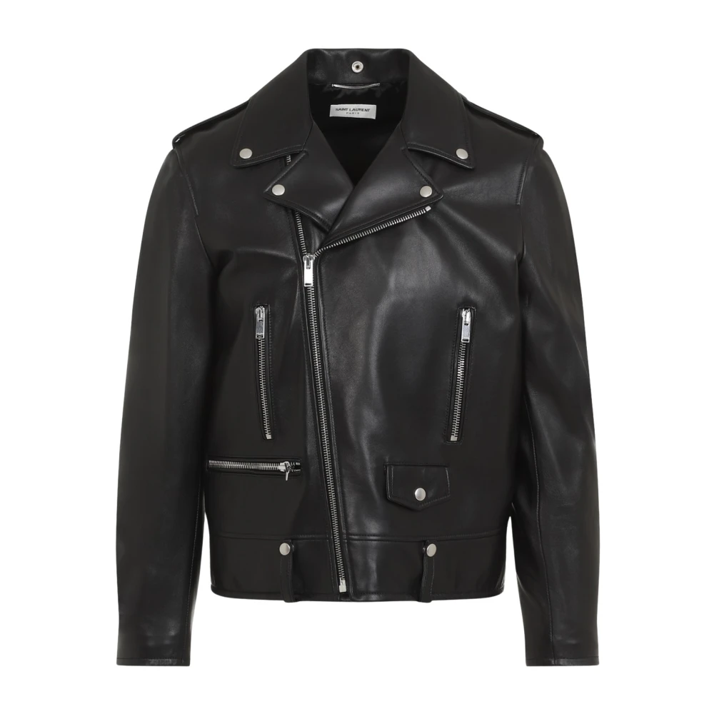Saint Laurent Zwarte Klassieke Bikerjas Black Heren