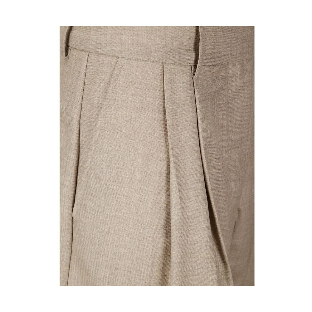 Studio Nicholson Beige Geplooide High-Rise Straight Leg Broek Beige Dames