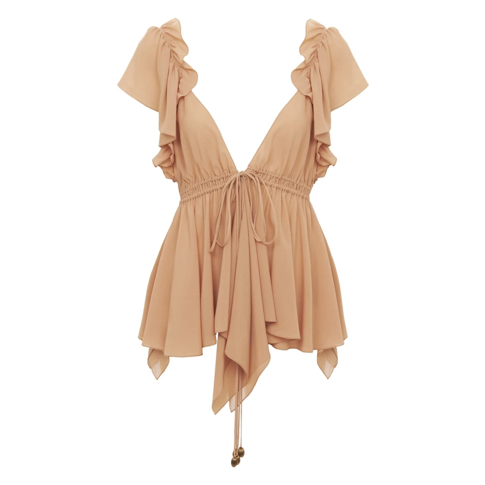 Chloé Roze Ruche Empire Cut Zijden Top Pink Dames