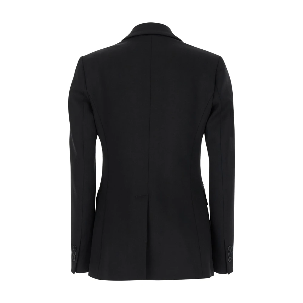 P.a.r.o.s.h. Zwarte Double-Breasted Peak Revers Jas Black Dames