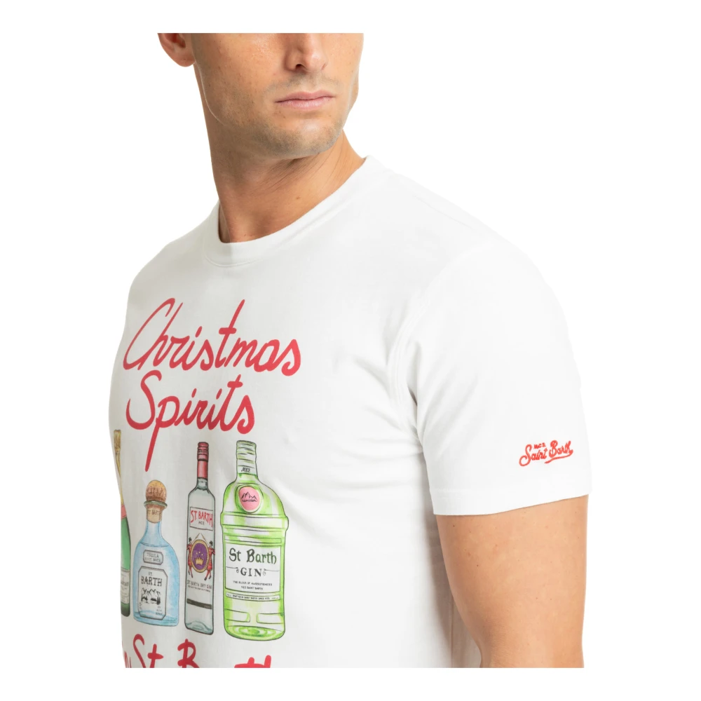 MC2 Saint Barth Kerstmotief T-shirt met Logo White Heren