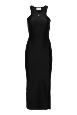 Elegant Svart Sheath Klänning med Logo
