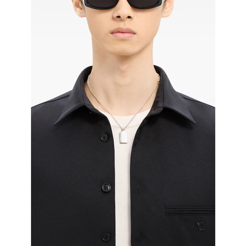 Courrèges Zwarte Twill Shirt met Pijpzak Black Heren