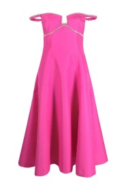 Różowa Sukienka Midi z Teksturowanym Diamante