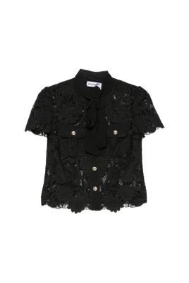 Guipure Lace Bow-Collar Top