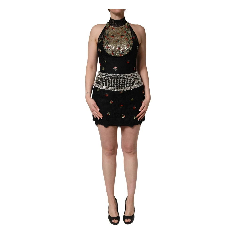 Dolce & Gabbana Women's Black Party Dresses, S, Sequin Embellished Sheath Mini Dress