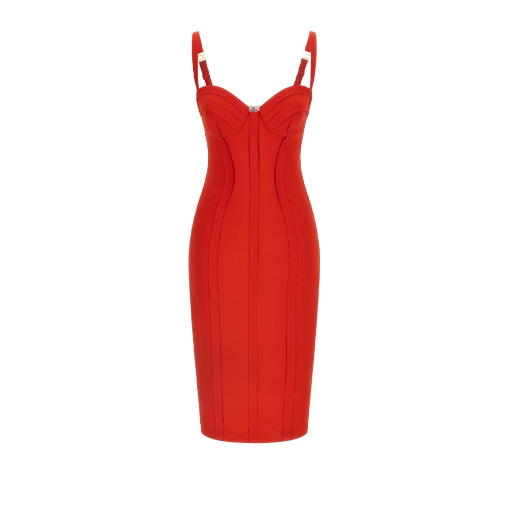 Elisabetta Franchi Red Party Dresses, Female, 2XL, Bustier-Style Crêpe Dress