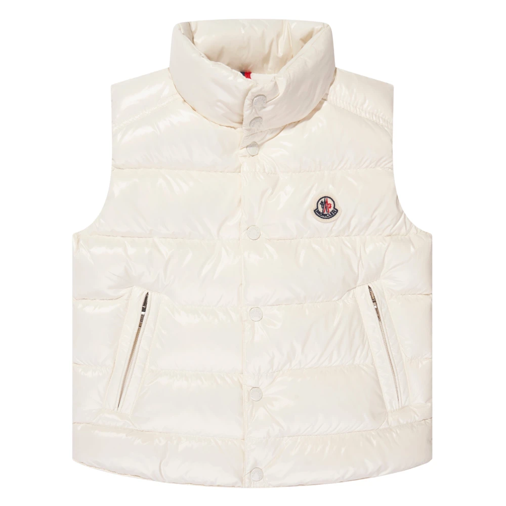 Moncler Boys White Waistcoats, 8 Y, Down Padded Gilet