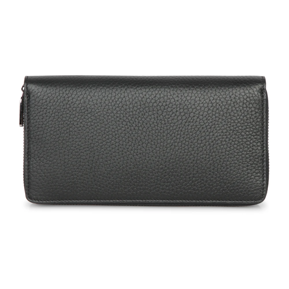 Dolce & Gabbana Zwarte Hertenleren Ritsportemonnee Black Heren