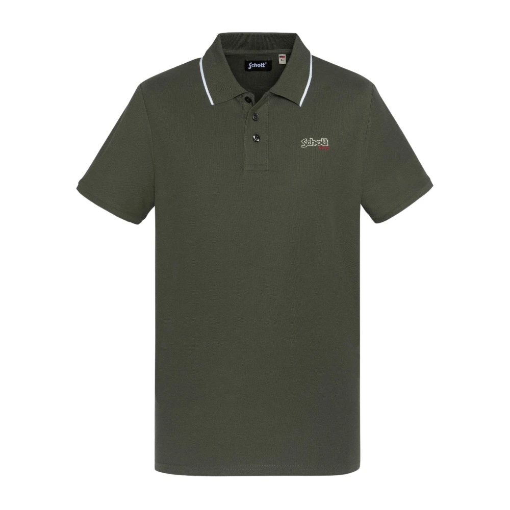 Schott NYC Groene Polo Shirt Paul Green Heren