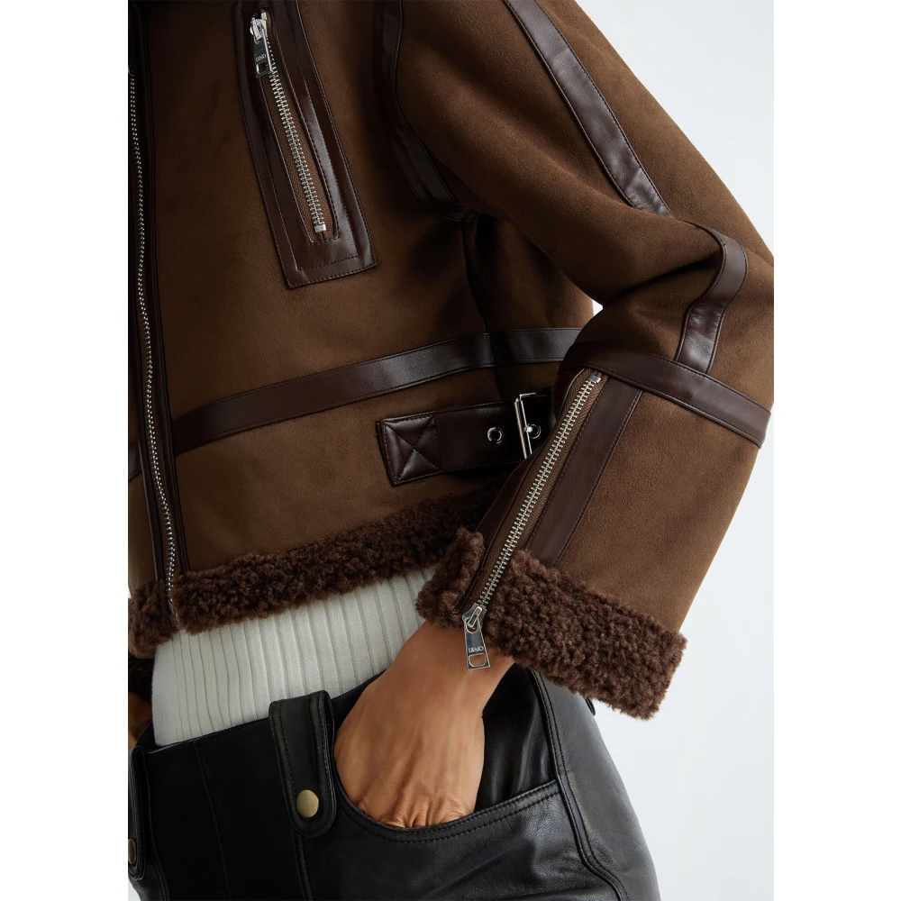 Liu Jo Geknipte jas van gecoat materiaal met overhemdkraag Brown Dames