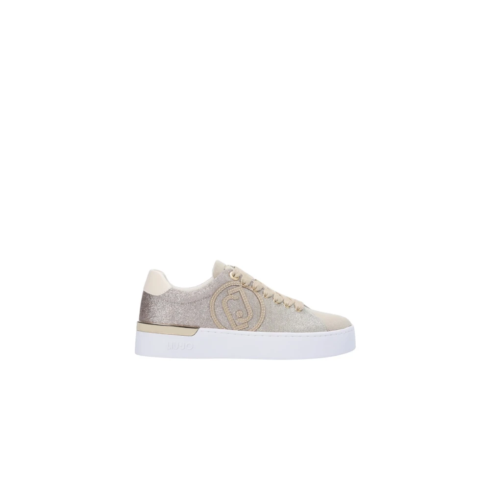 Liu Jo Glitter Sneakers met Maxi-logo en studs Beige Dames