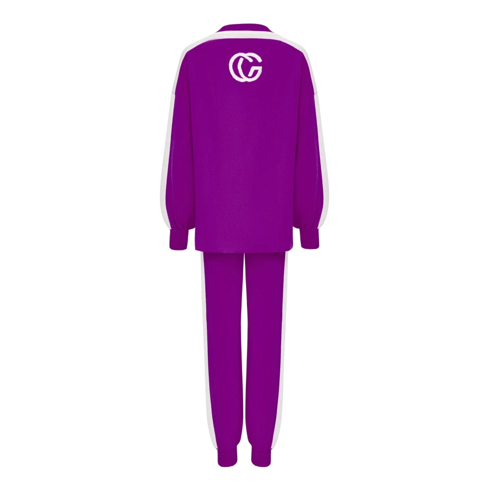 Cesare Gaspari CG Gebreide Jogger set Paars Purple Dames