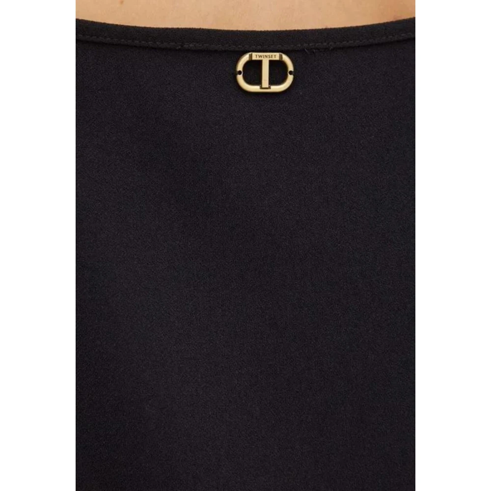 Twinset Zwarte Jurk met Karo Halslijn Black Dames