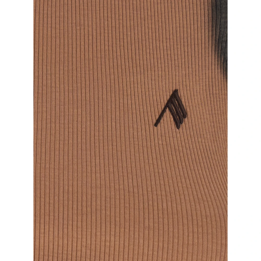 The Attico Beige Crewneck Top met Logo Borduurwerk Beige Dames