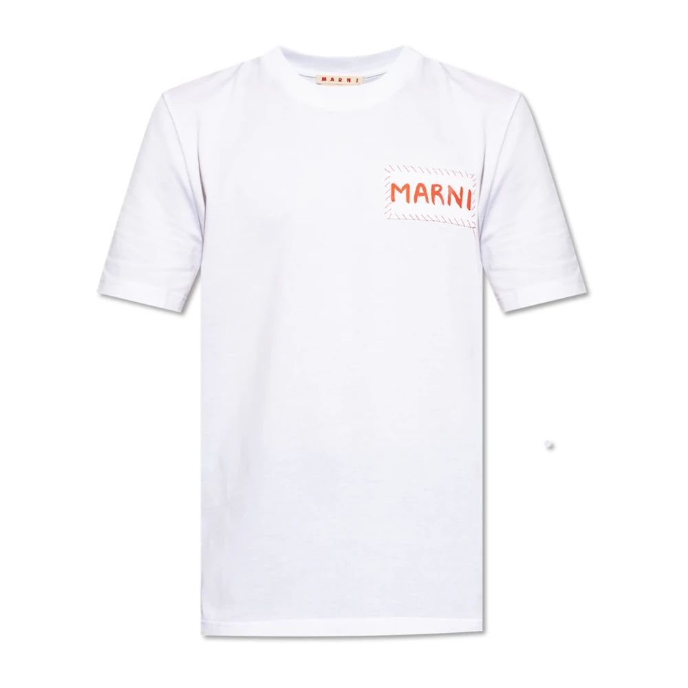 Marni Men's White T-Shirt With Logo
