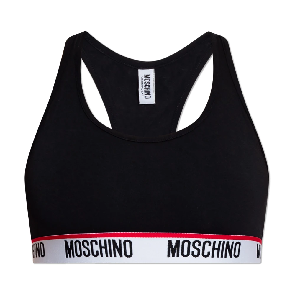 Moschino Kort topp med logotyp Black, Dam