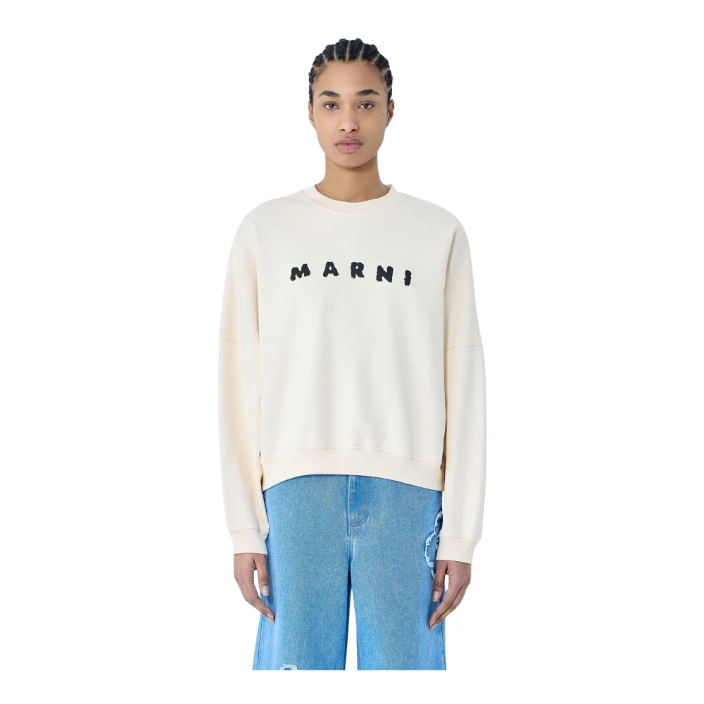 Marni Witte Katoenen Sweatshirt Elevate Collectie White Dames
