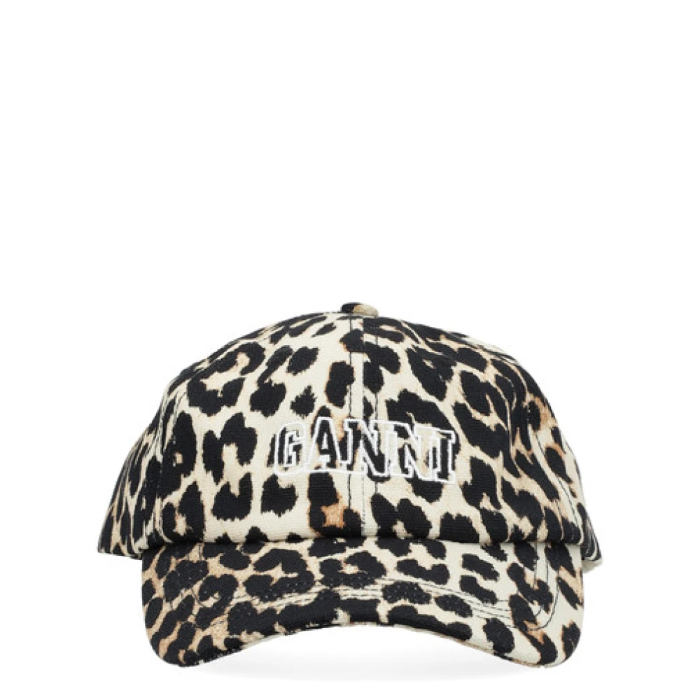 Ganni Leopard Print Cap Hat Multicolor Dames