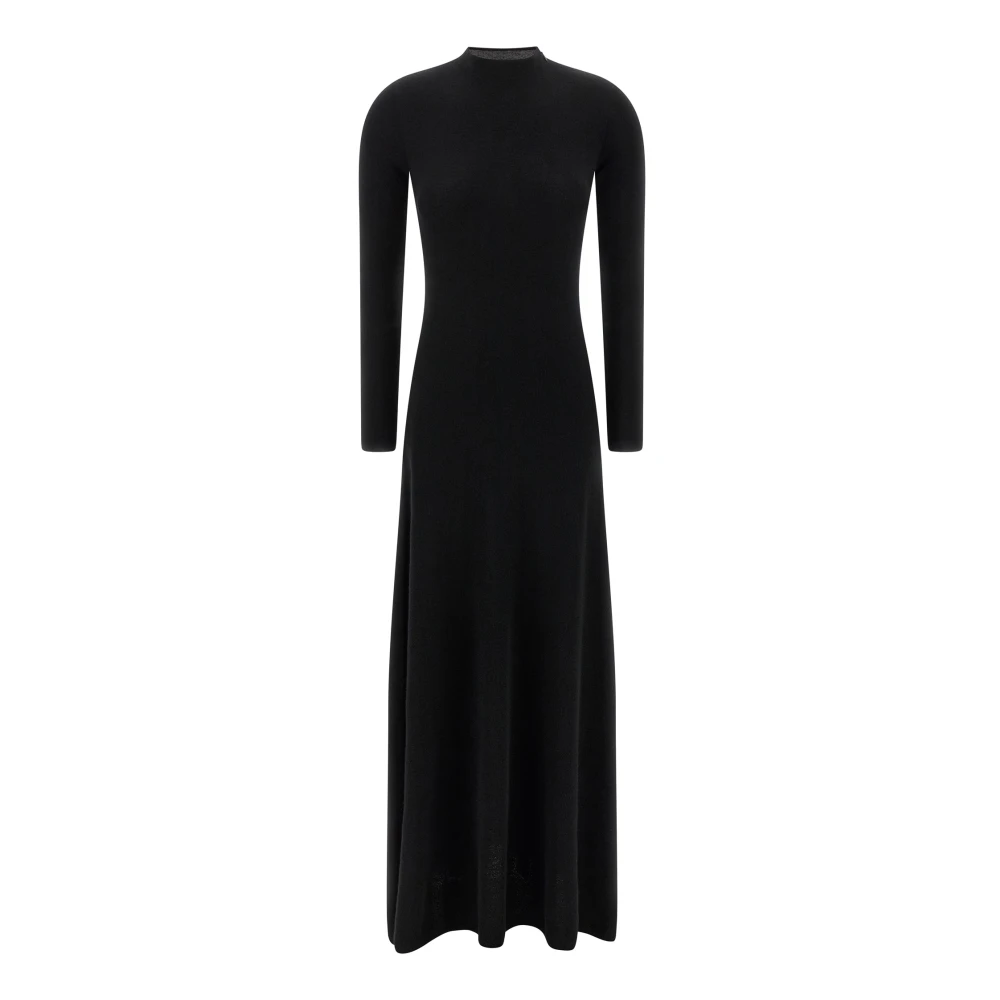 Tom Ford Women's Black Maxi Dresses, S, Full Needle Fine Cashmere Silk Crewneck Column Dress