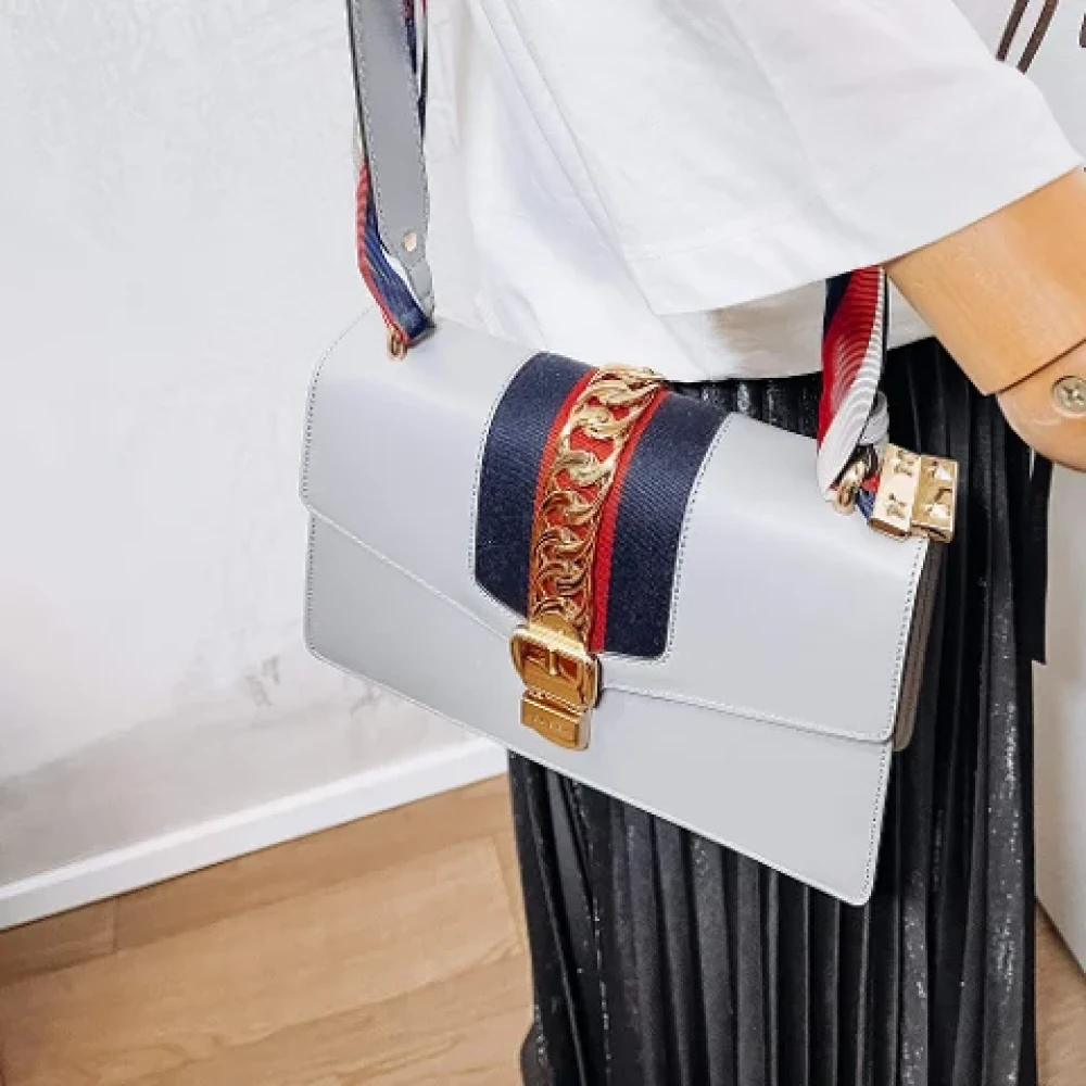 Gucci Vintage Pre-owned Leather gucci-bags Gray Dames