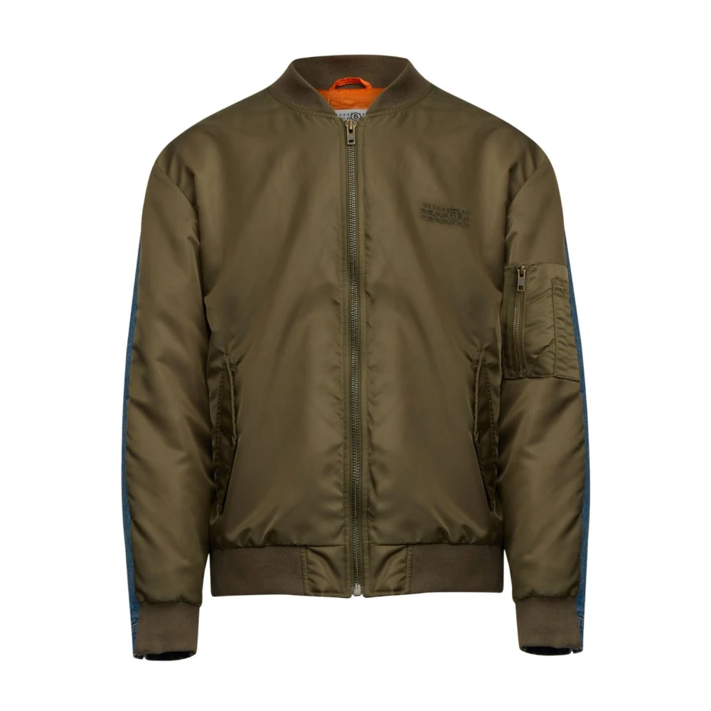 MM6 Maison Margiela Militair Groene Bomberjack met Denim Brown Heren