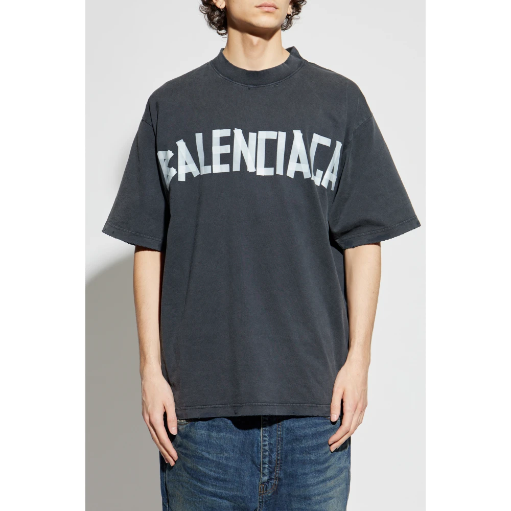 Balenciaga Back T-shirt Medium Fit Gray Heren