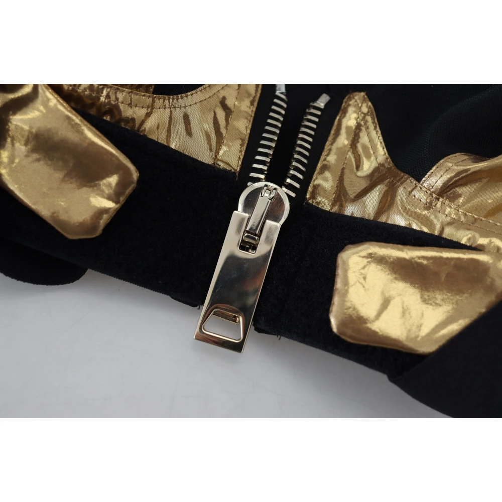Dolce & Gabbana Stijlvolle Front Zip Crop Top Black Dames