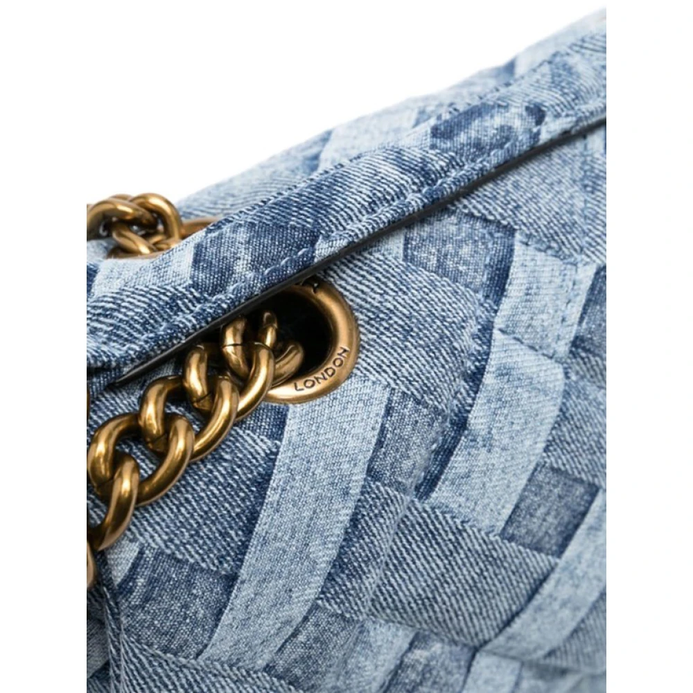 Kurt Geiger Blauwe Denim Schoudertas met Bedrukte Golven Blue Dames