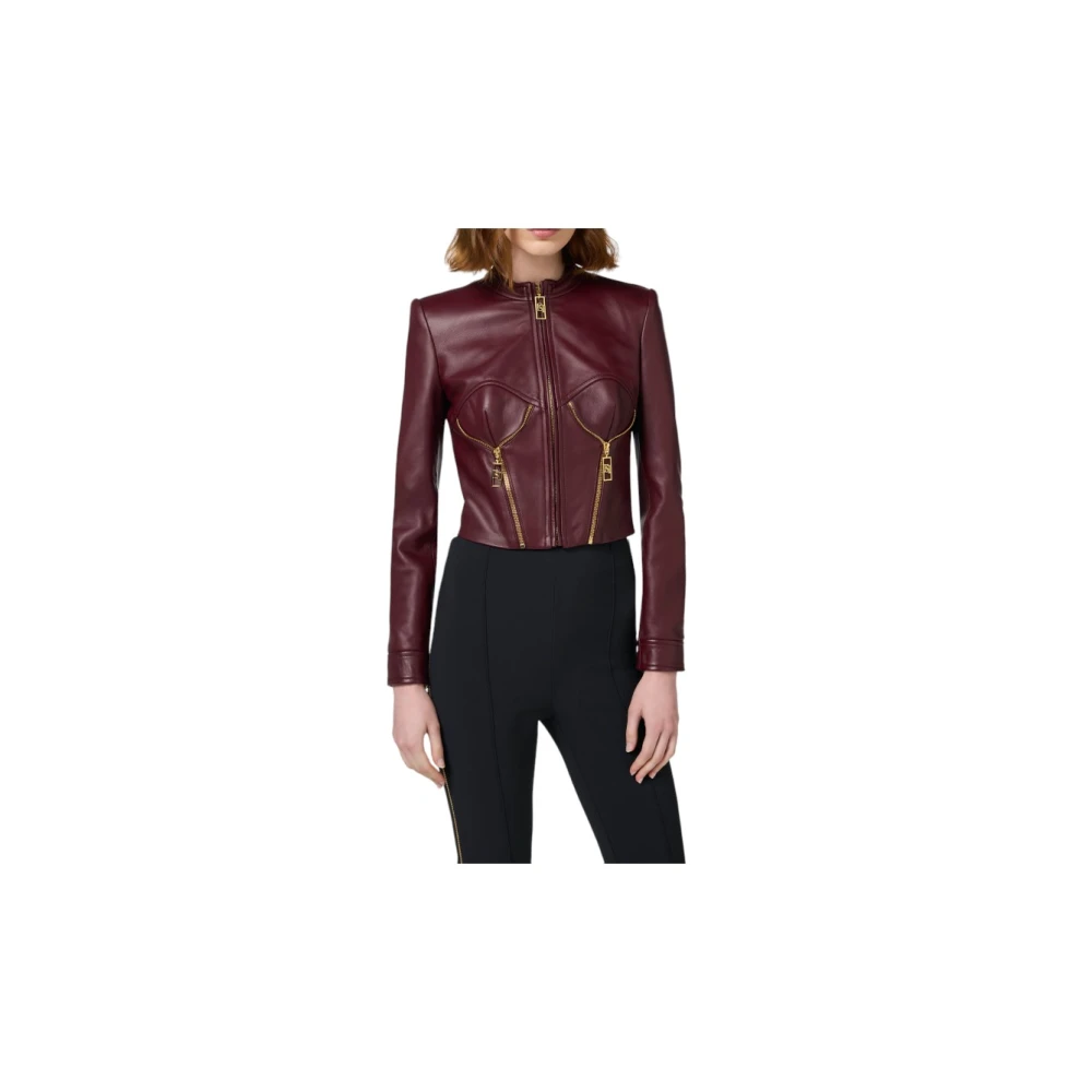 Elisabetta Franchi Leren jas Red Dames