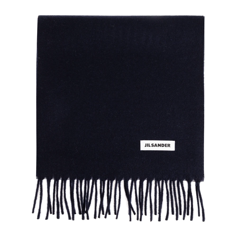 Jil Sander Homme Bleu - Écharpe En Laine À Franges - Accessoires - Taille: One Size
