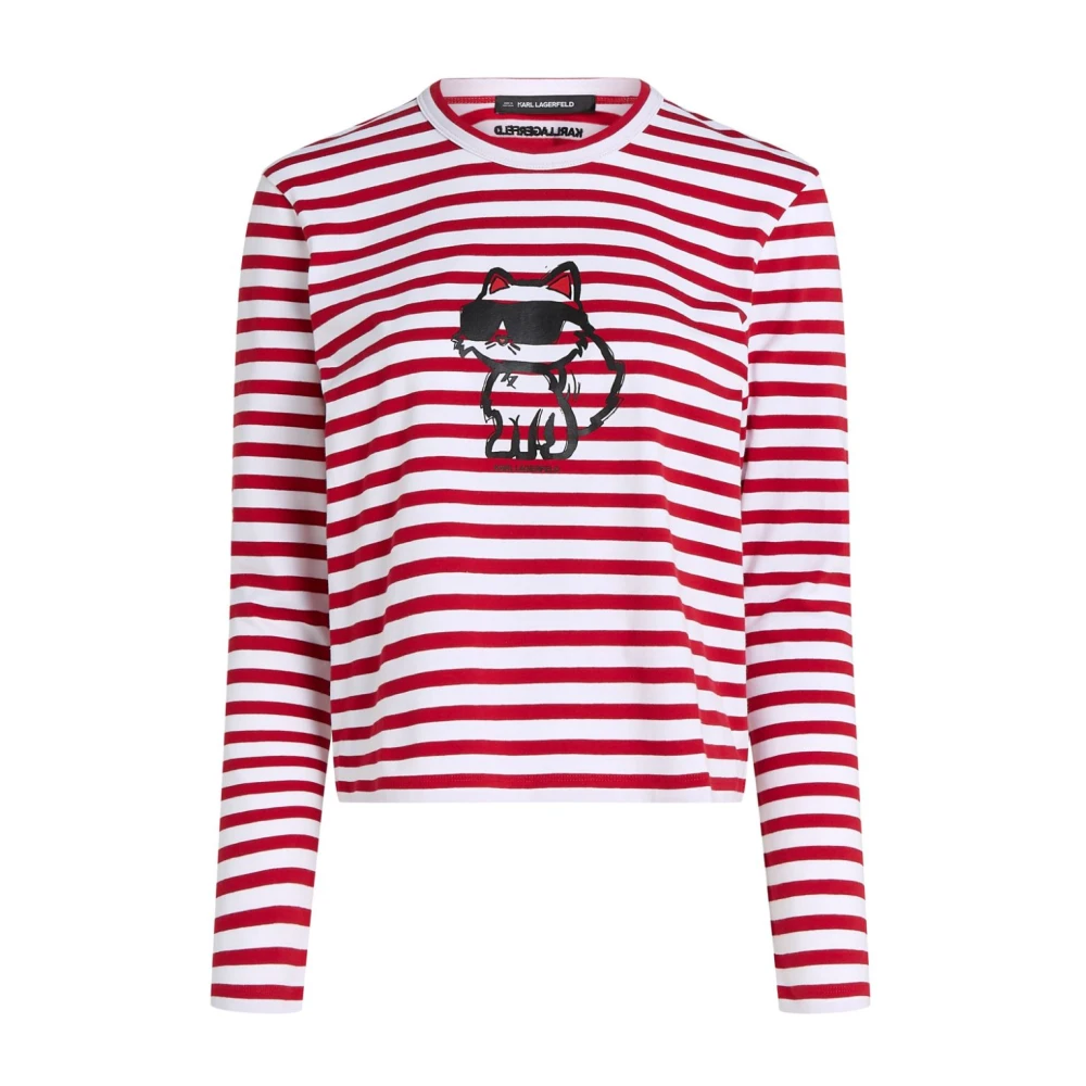 Karl Lagerfeld TOP ML WIT Rood Strepen Multicolor Dames