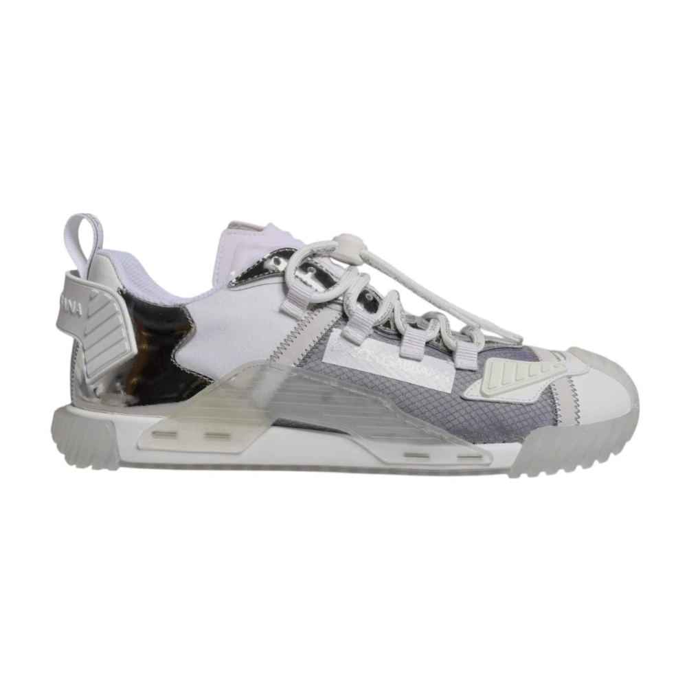 Dolce & Gabbana Men's White Multicolor Low Top Sneakers With Rubber Sole