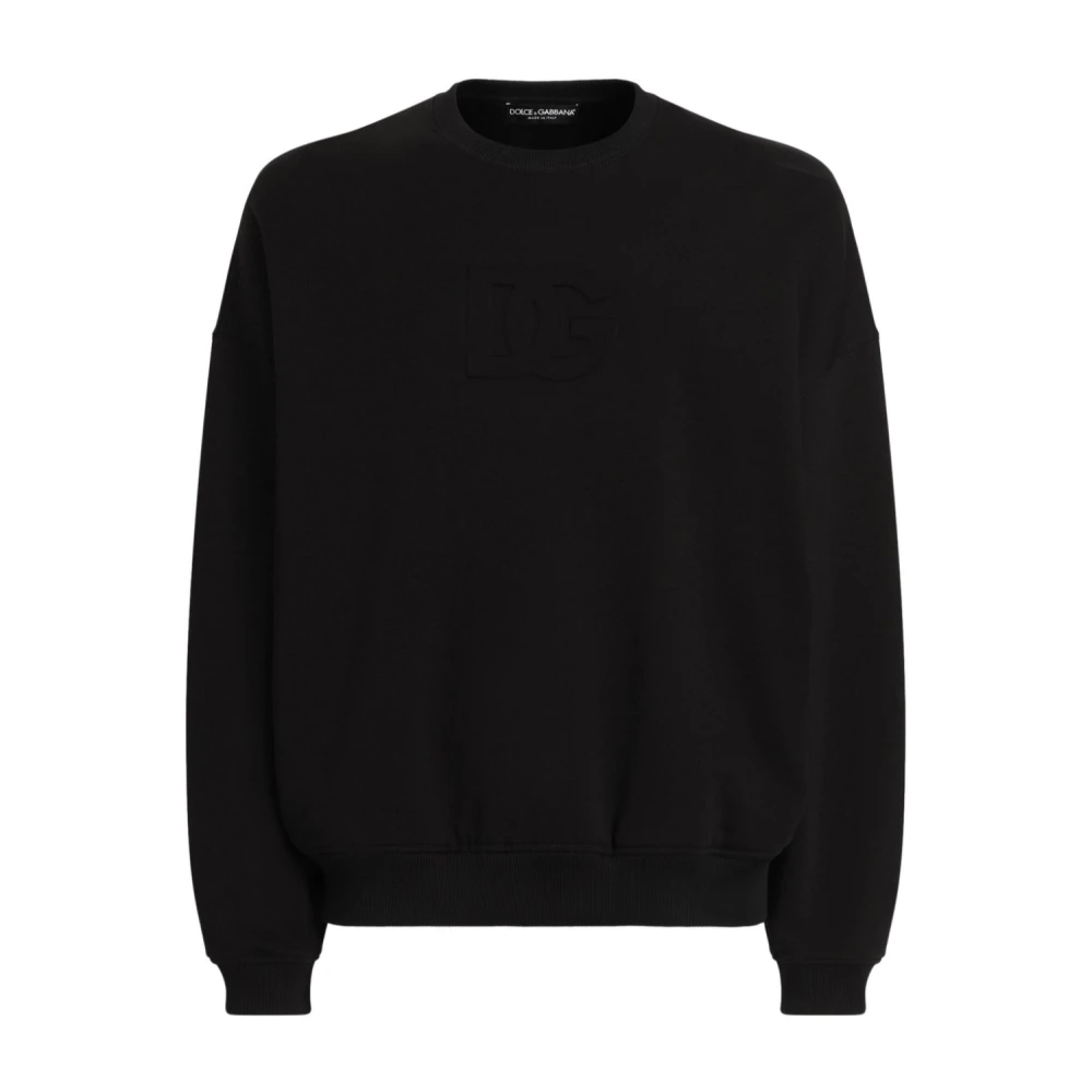 Dolce & Gabbana Men's Black Sweatshirts, Xl, Cotton Sweatshirt With Logo