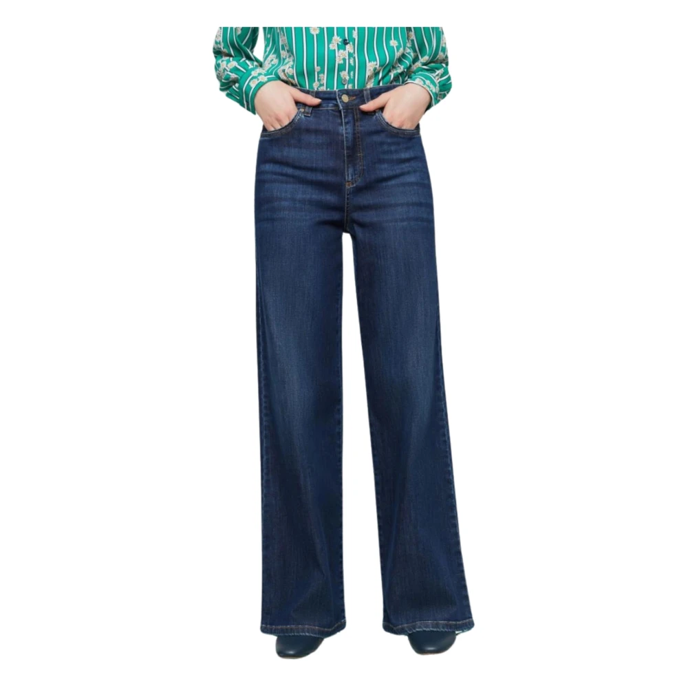 Iblues Wide Leg Denim Jeans Blue Dames