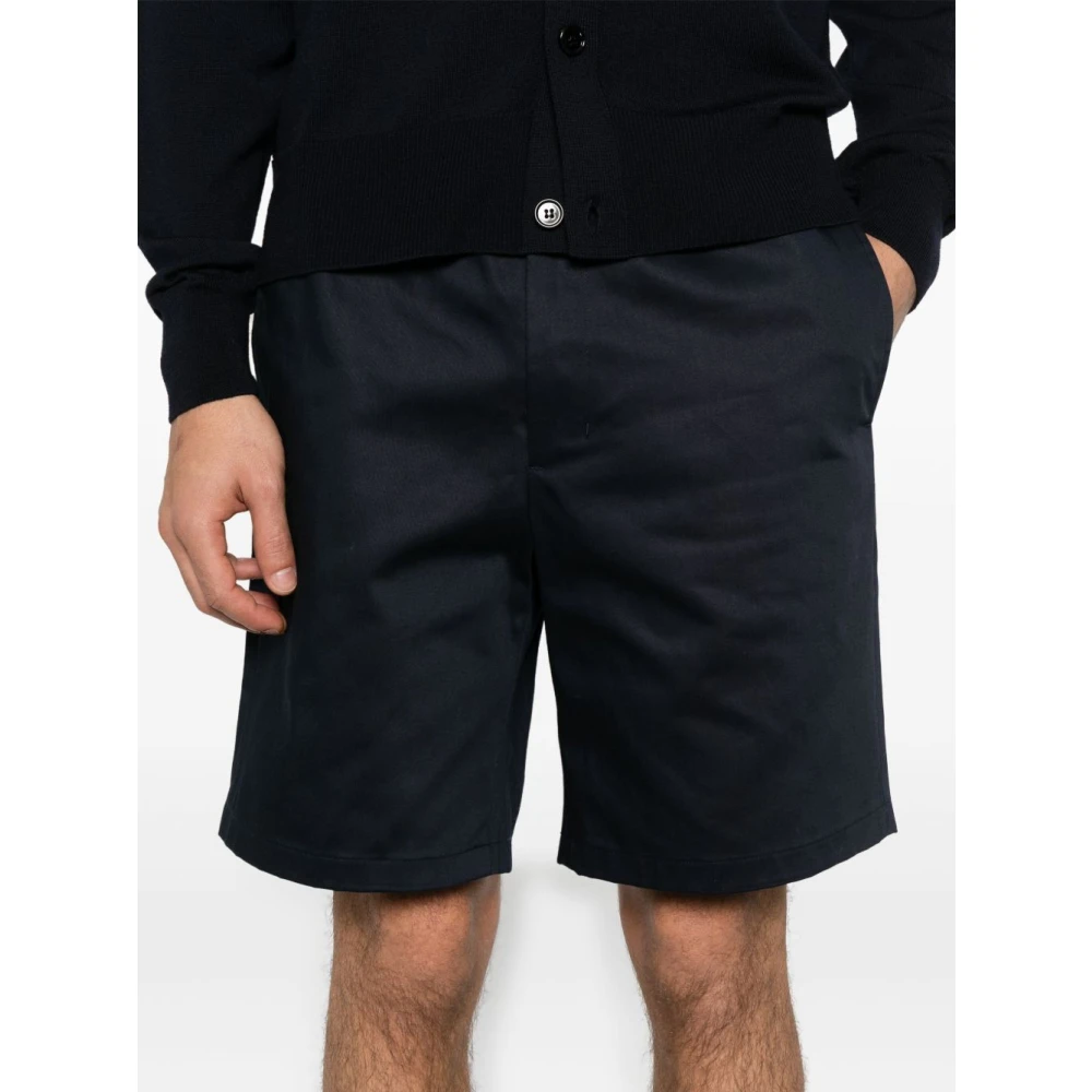 Ami Paris Navy Blue Elastische Taille Shorts Blue Heren