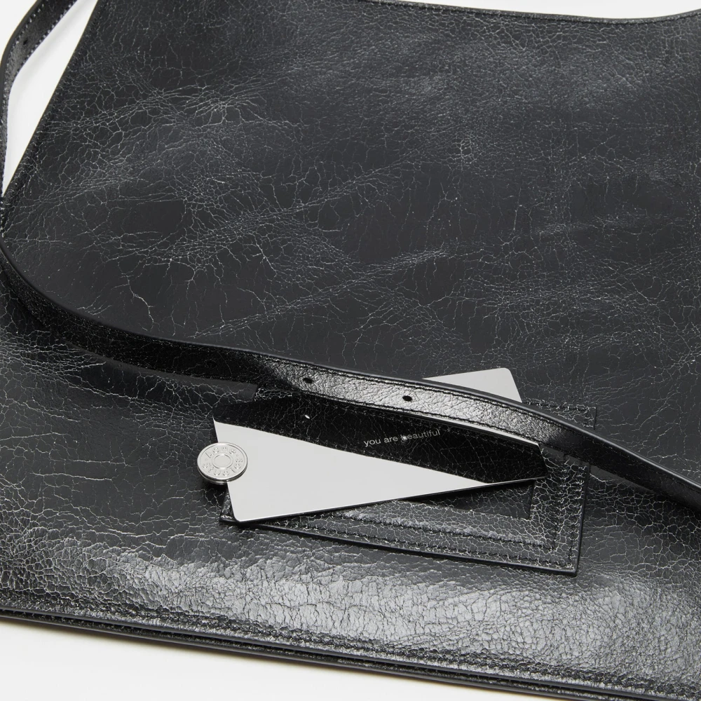 Acne Studios Zwarte leren schoudertas Black Dames