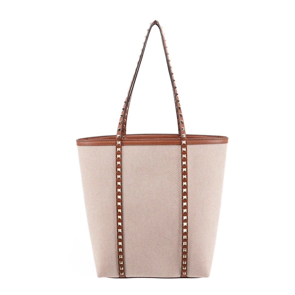Valentino Garavani Studded Leren Schoudertas Brown Dames