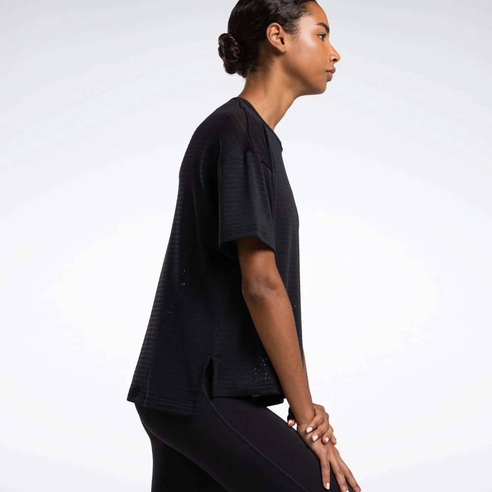 Reebok Ademende Geperforeerde Tee Black Dames