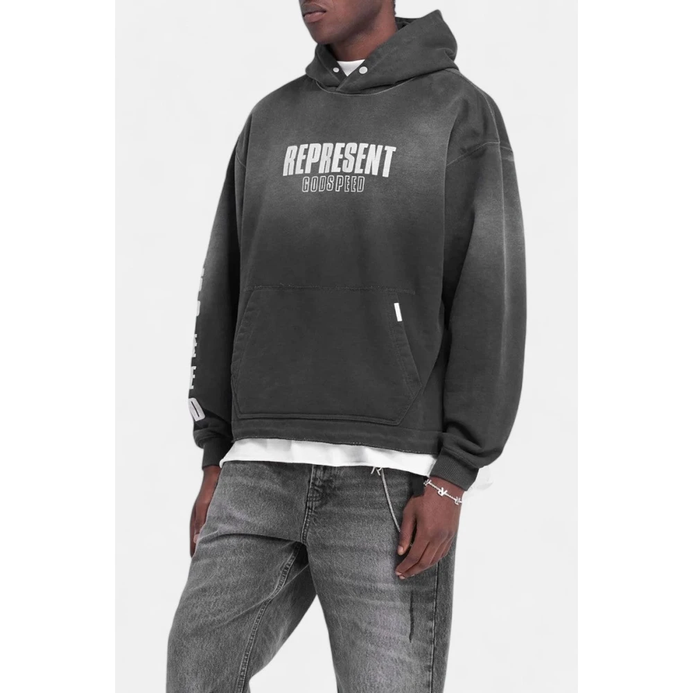 Represent Hoodie met gebarsten print Gray Heren
