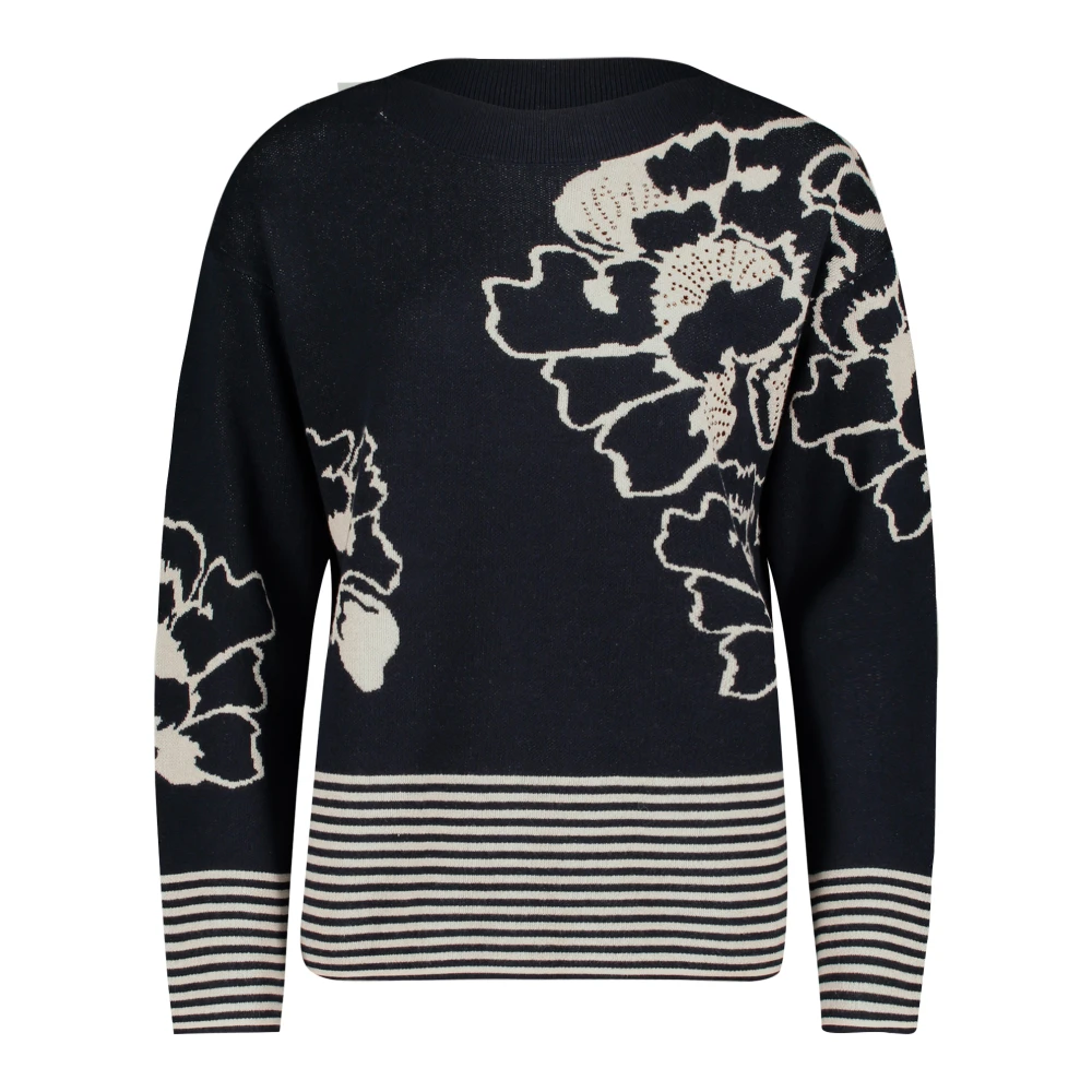 Betty Barclay Bloemen Jacquard Gebreide Trui Blue Dames
