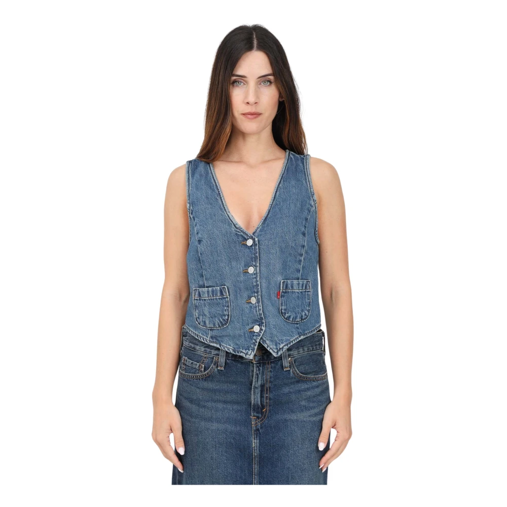 Levi's Getailleerd vest met V-hals korsetstijl Blue Dames